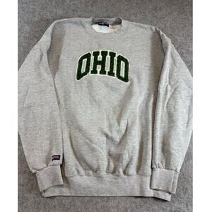 VINTAGE Ohio Sweatshirt Mens Gray Spellout Crewneck Jansport University 90s XL